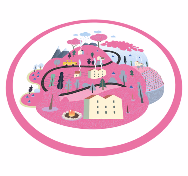 Barvit vaški prizor Vinilne preproge z vzorcem cest - TenStickers