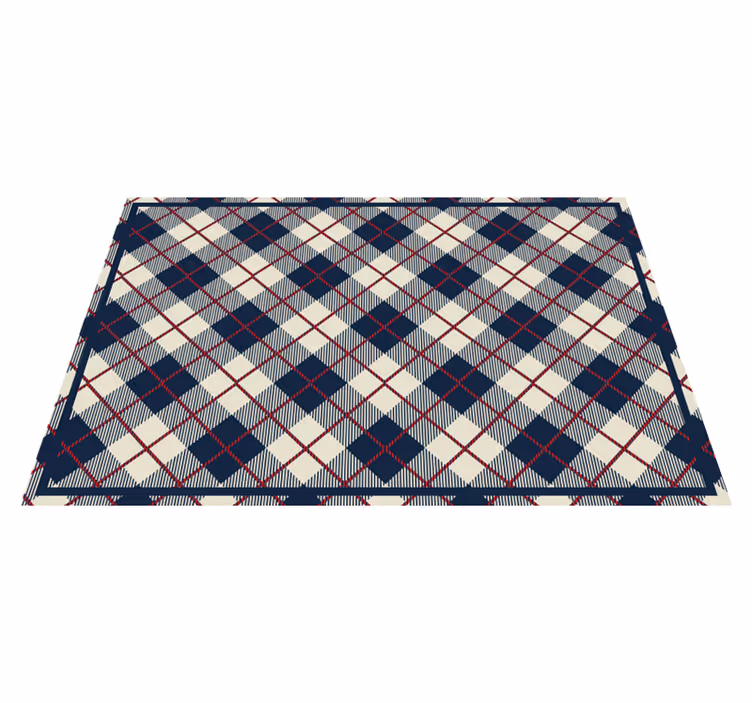 Navy check pattern vinilne preproge z vzorci - TenStickers