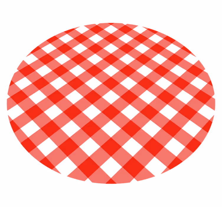 Rdeč karo vzorec Okrogla vinilna preproga - TenStickers