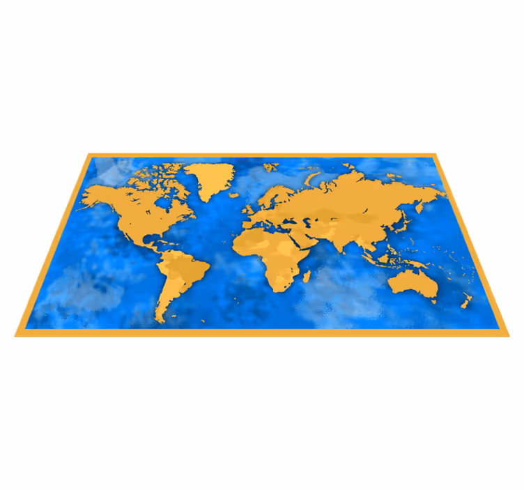 Golden and blue map vinilna preproga sveta - TenStickers