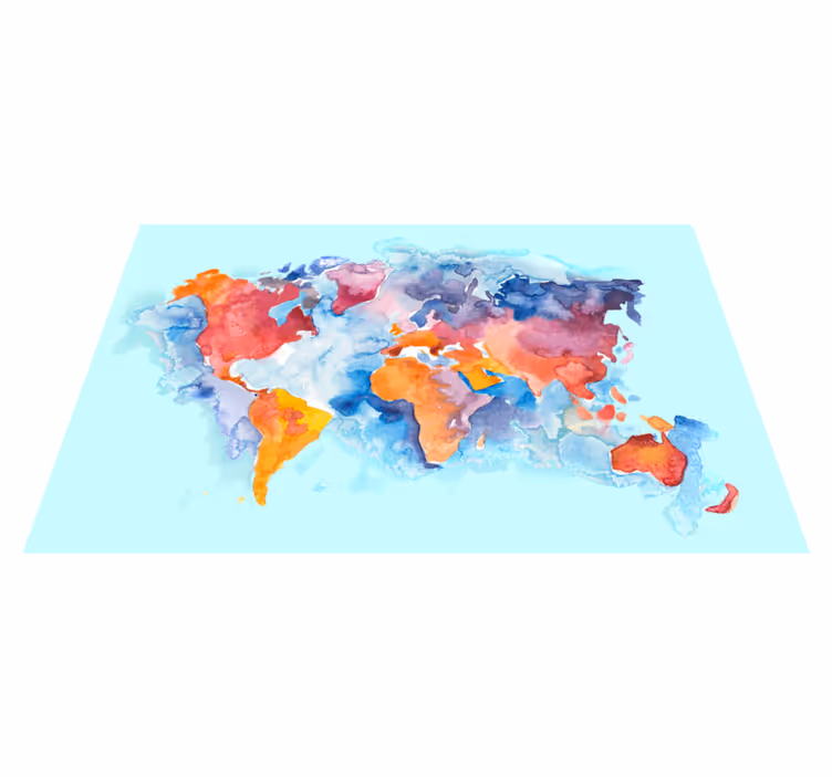 Colorful worldwide map vinilna preproga z zemljevidom sveta - TenStickers