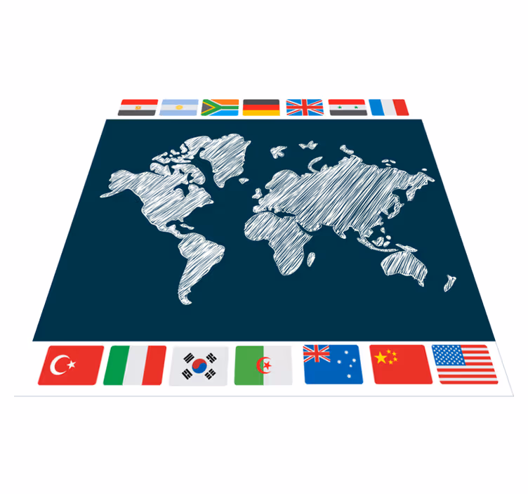 Global map artwork vinilna preproga z zemljevidom sveta - TenStickers