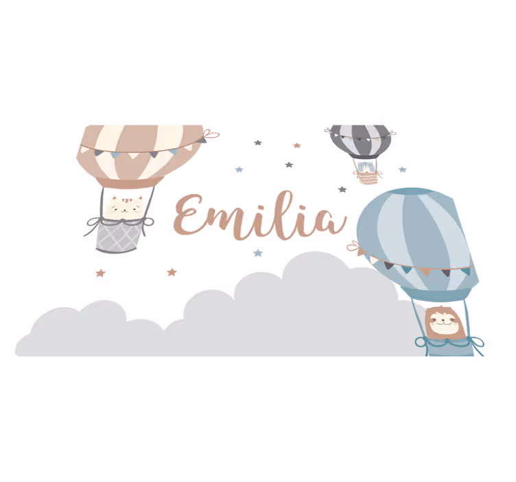 Pastelne barve baloni personalizirana podloga - TenStickers