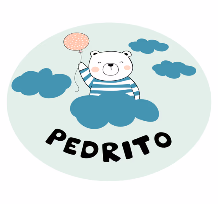 Cheerful bear balloon vinilna preproga z imeni - TenStickers