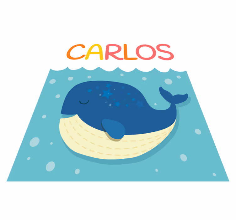 Whimsical whale scene vinilna preproga z imeni - TenStickers