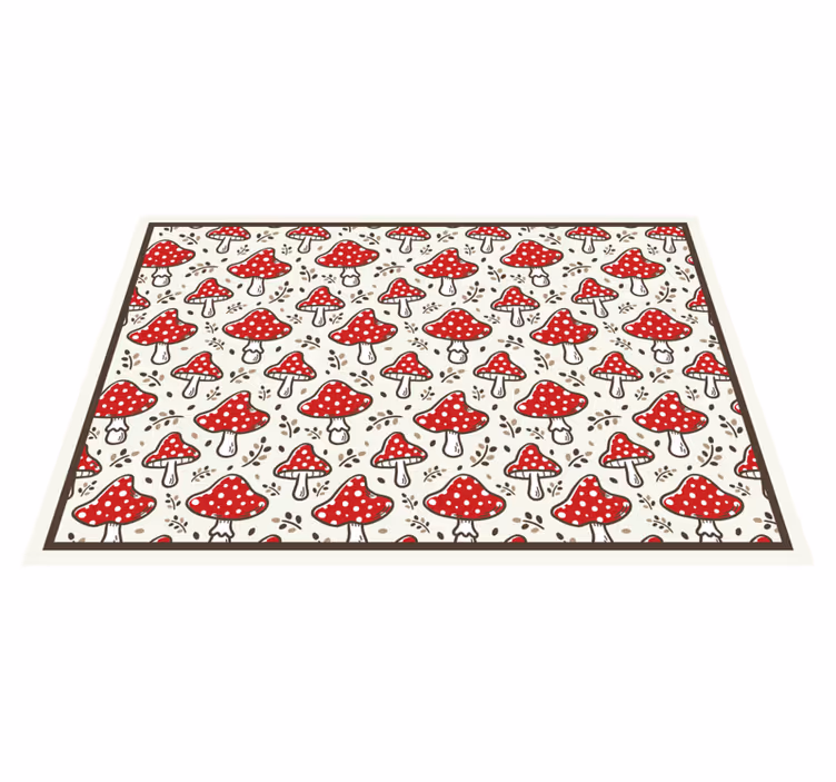 Playful mushroom motif naravna vinilna preproga - TenStickers