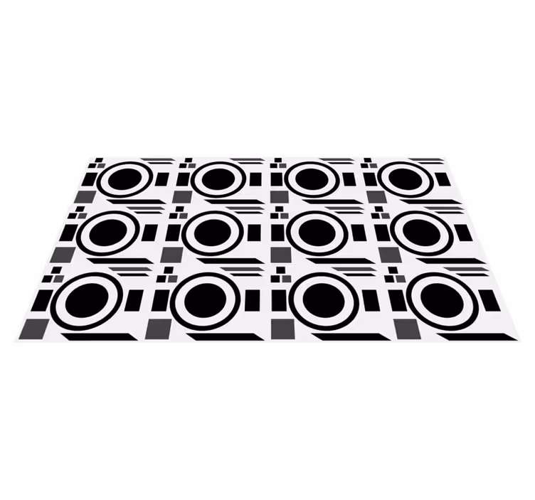Ostri črni krogi Vinilne preproge z geometrijskimi vzorci - TenStickers