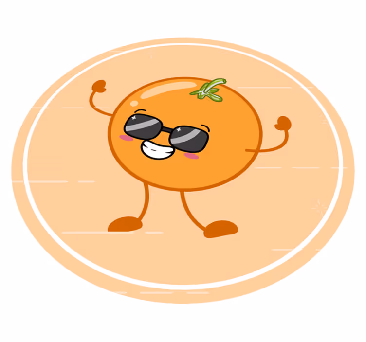 Vesel oranžen lik Okrogla vinilna preproga - TenStickers