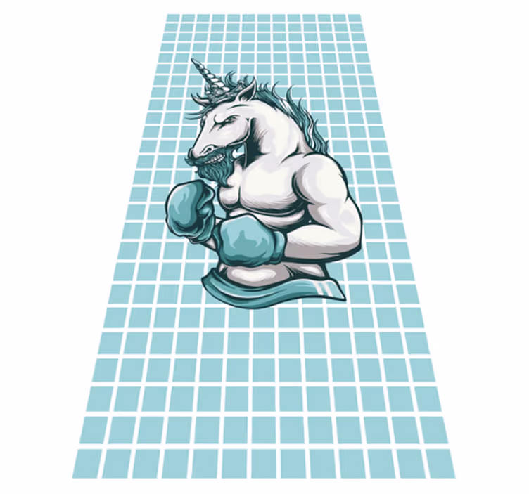 Boxing unicorn illustration vinilna preproga za najstnike - TenStickers