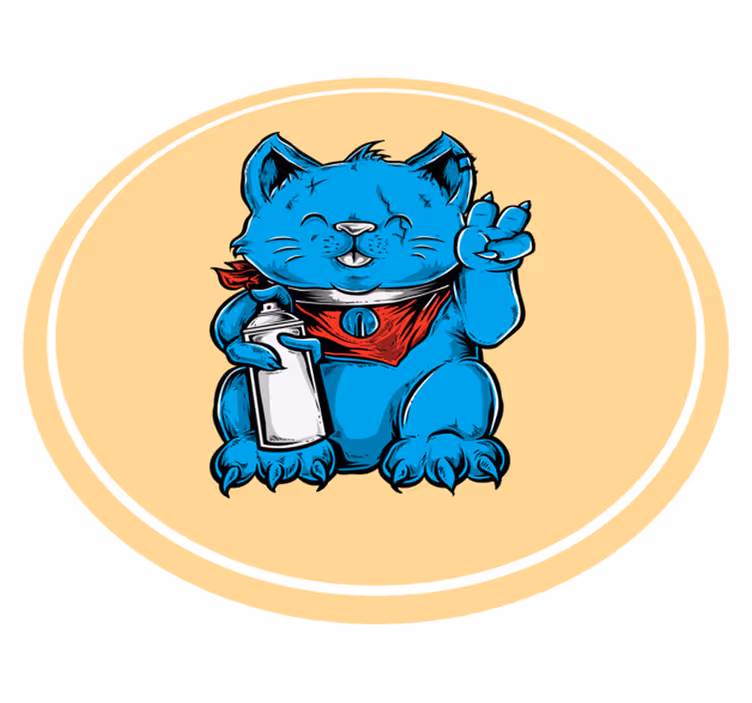 Modra mačka z otroško stekleničko Tepih z živalskim potiskom - TenStickers