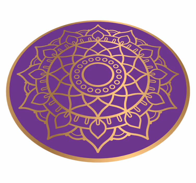 Vijoličen in zlat motiv Vinilna preproga mandala - TenStickers