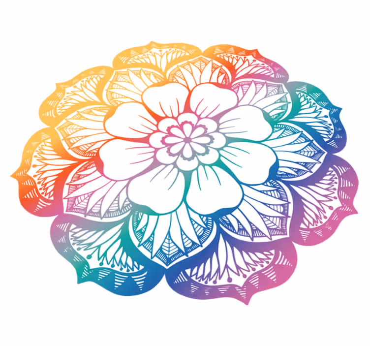 Barvit cvetlični motiv Vinilna preproga mandala - TenStickers