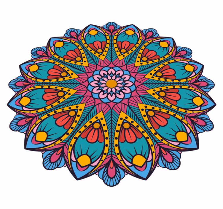 Mavrične barve mandala vinil preproga - TenStickers