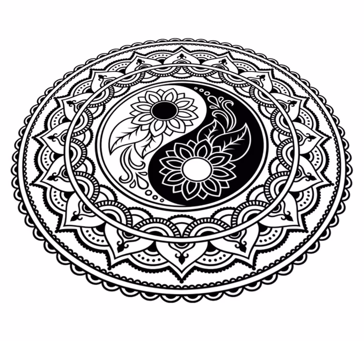 Jin jang sončnice Vinilna preproga mandala - TenStickers