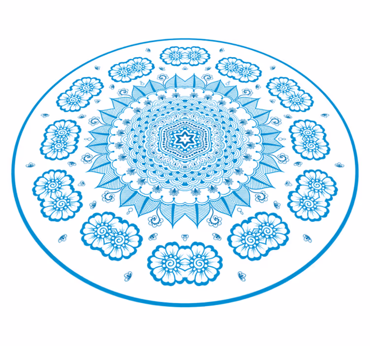 Podrobno cvet modra mandala vinil preproga - TenStickers