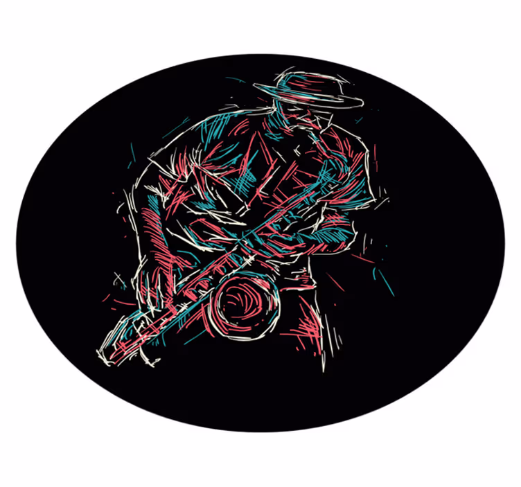 Nastop jazzovskega glasbenika Okrogla vinilna preproga - TenStickers