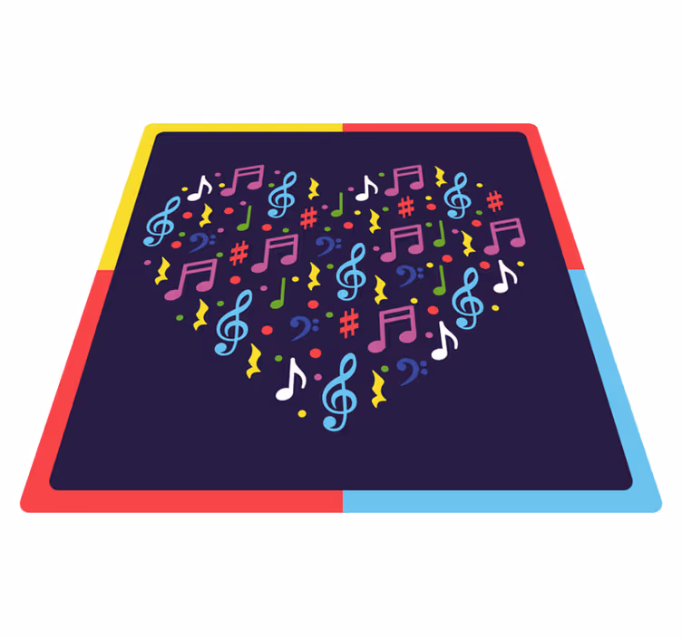 Srce z glasbenimi notami Vinilna preproga za najstnike - TenStickers