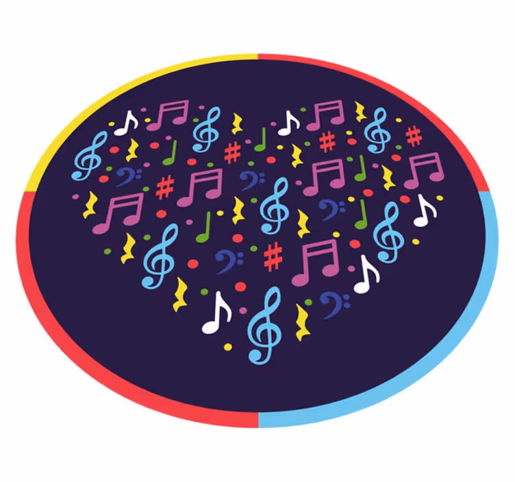 Glasbeno notno srce Vinilna preproga za najstnike - TenStickers