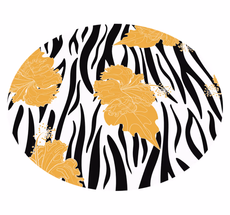 Cvetlični motiv zebre vinilni tepih s potiskom živali - TenStickers