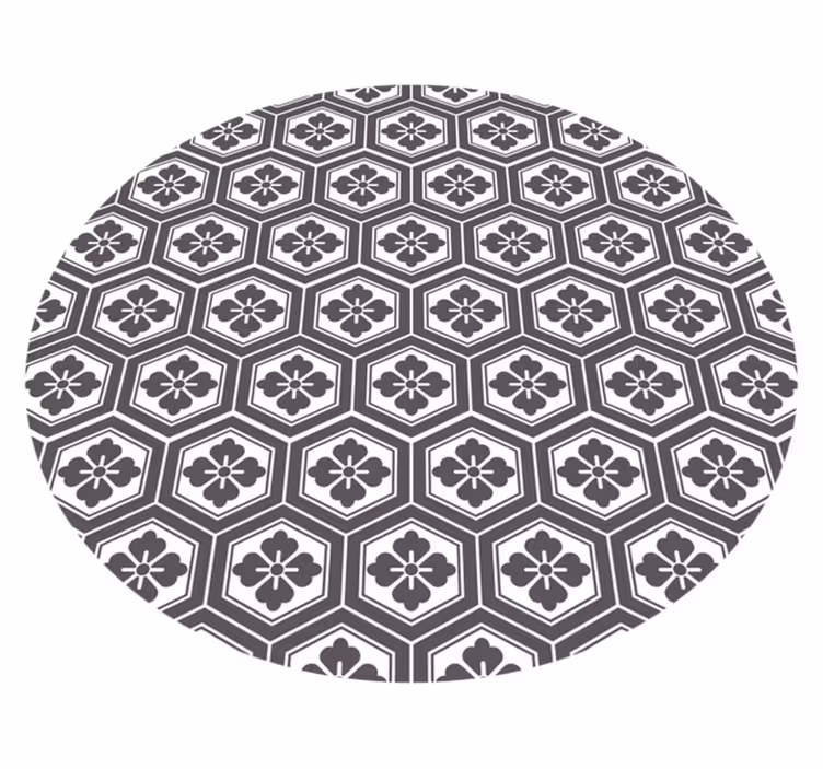 Hexagonal floral motif okrogla vinilna preproga - TenStickers