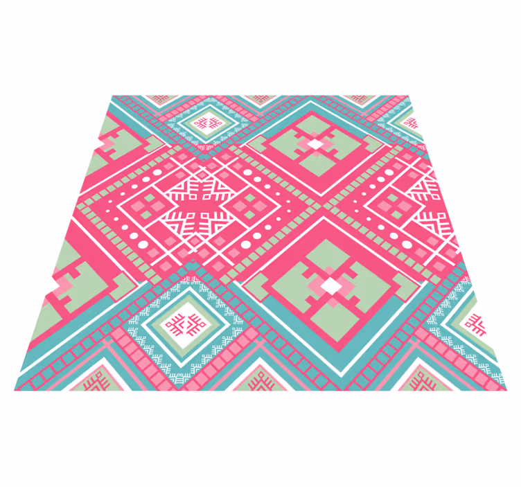 Pink tribal motif etnična vinilna preproga - TenStickers
