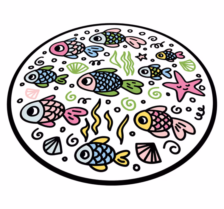 Pisani vzorci rib Tepih z živalskim potiskom - TenStickers