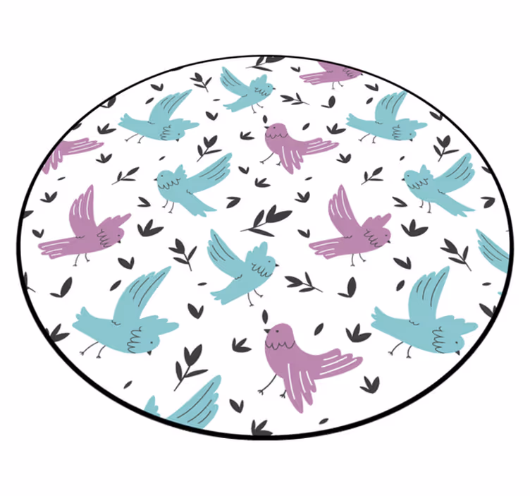 Modre in vijolične ptice Naravne vinilnea preproga - TenStickers