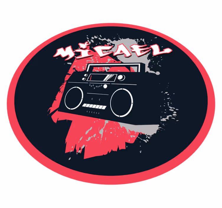 Retro tema boomboxa Vinilna preproga z imeni - TenStickers