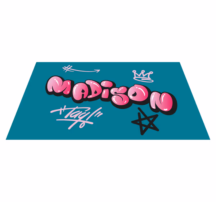 Roza grafiti z imenom Vinilna preproga za najstnike - TenStickers