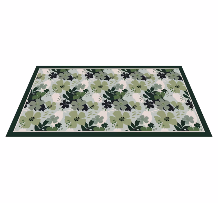 Floral patterned green cvetlična vinilna preproga - TenStickers