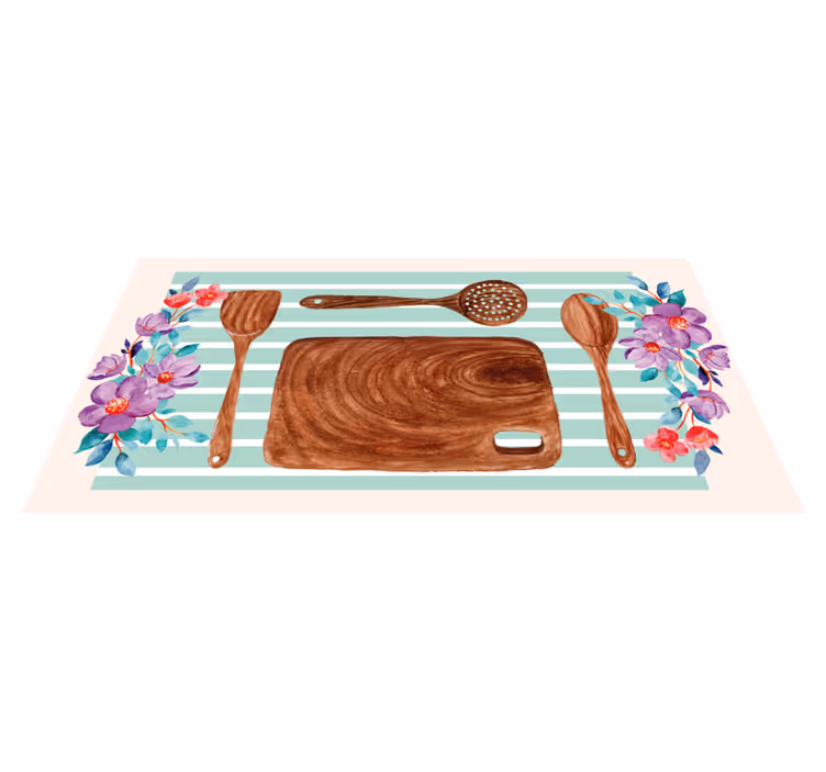 Floral kitchen accessories vinilna preproga za kuhinjo - TenStickers