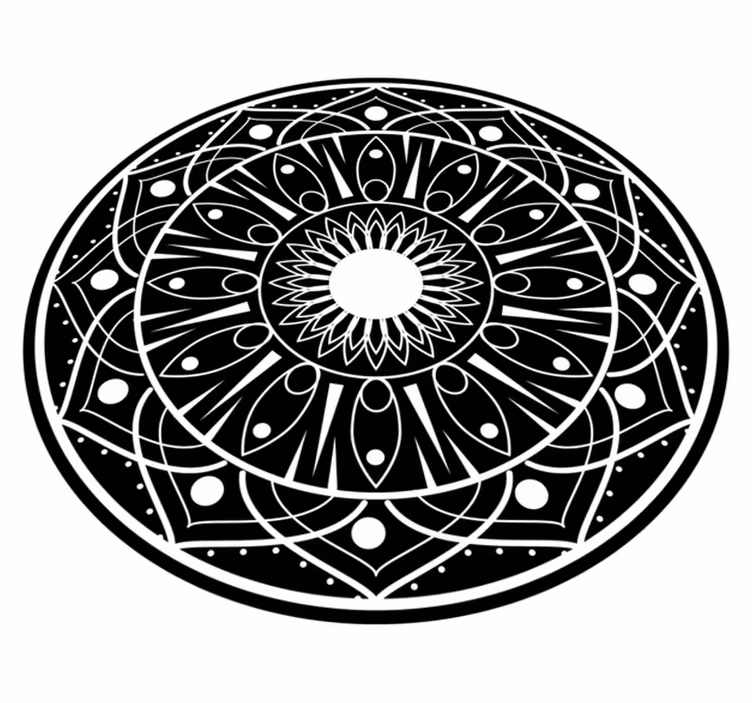 črno -bele črte z vzorcem mandala vinilne podstavki - TenStickers