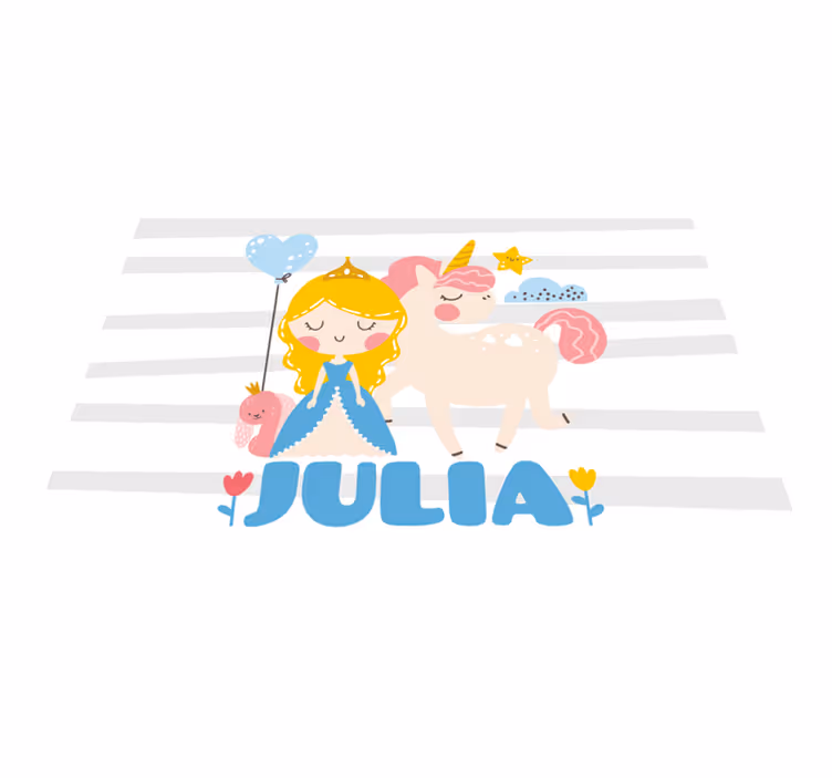 Custom unicorn and princess vinilne preproge - TenStickers