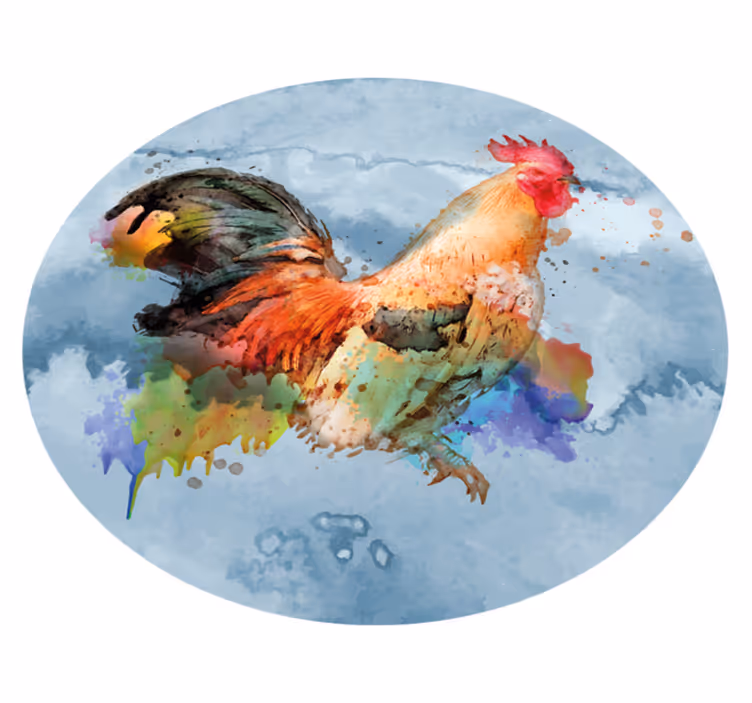 Colorful rooster splash vinilni tepih z živalmi - TenStickers