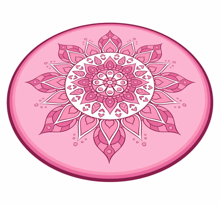 Pink floral meditation vinilna preproga mandala - TenStickers