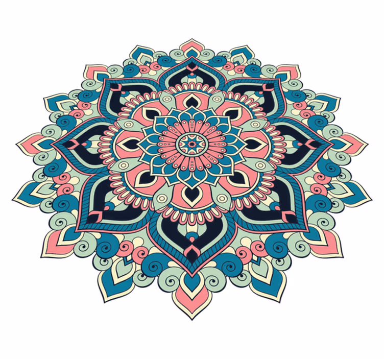 Barvit cvetlični element Vinilna preproga mandala - TenStickers