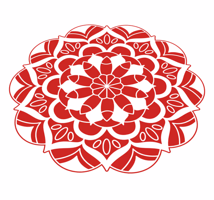 Rdeča cvetlična mandala vinil preproga mandala - TenStickers