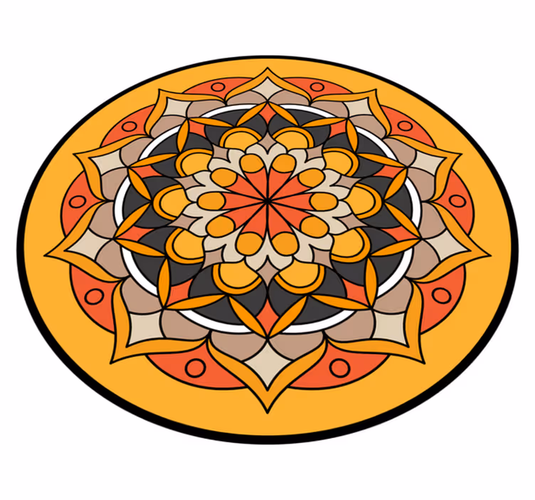 Oranžna mandala s cvetlično mandalo vinilno preprogo - TenStickers