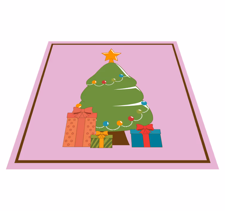 Ilustracija drevesa z darili Božična vinilna preproga - TenStickers