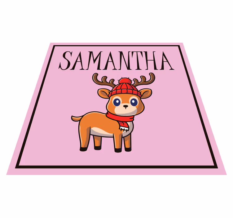 Baby reindeer with name božična vinilna preproga - TenStickers