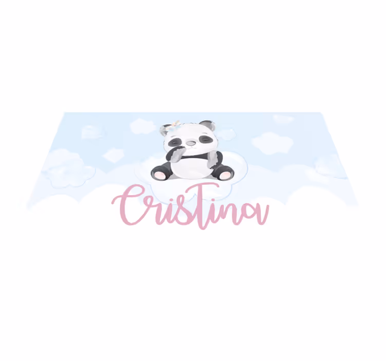 Cute panda illustration vinilna preproga z imeni - TenStickers