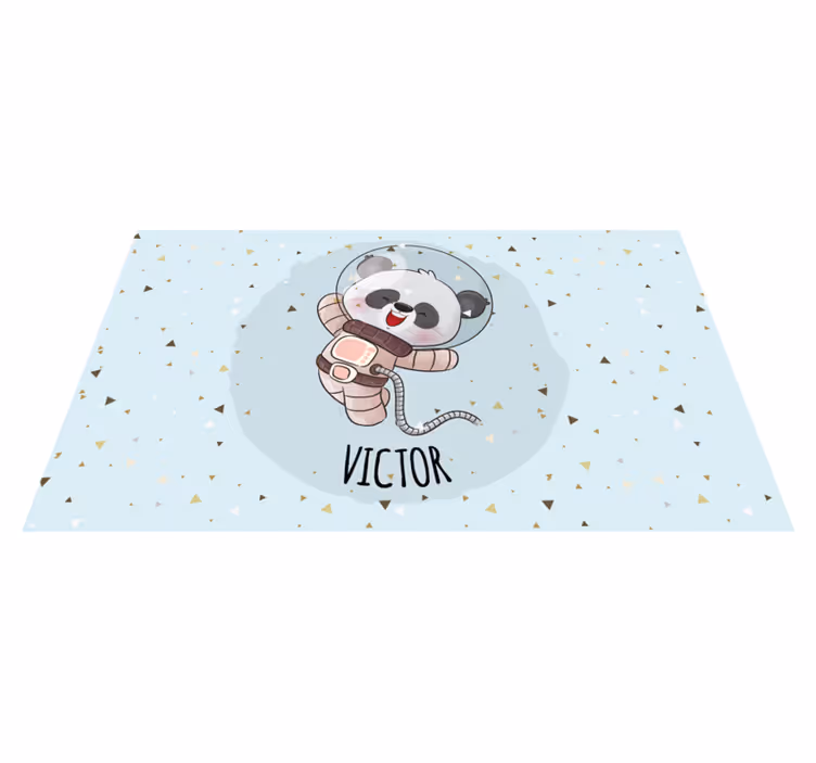 Ljubka panda astronavt Vinilna preproga z imeni - TenStickers