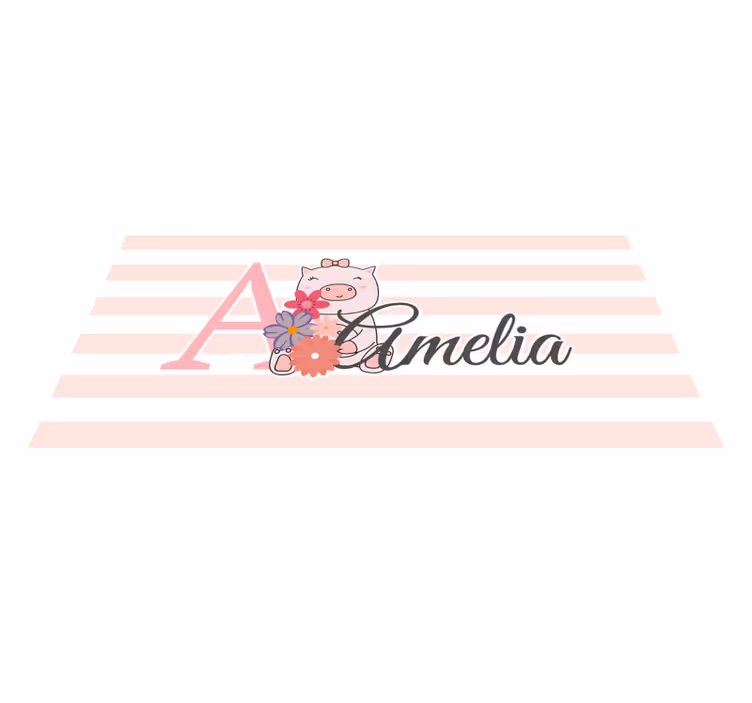 Ljubka ilustracija prašiča Vinilna preproga z imeni - TenStickers
