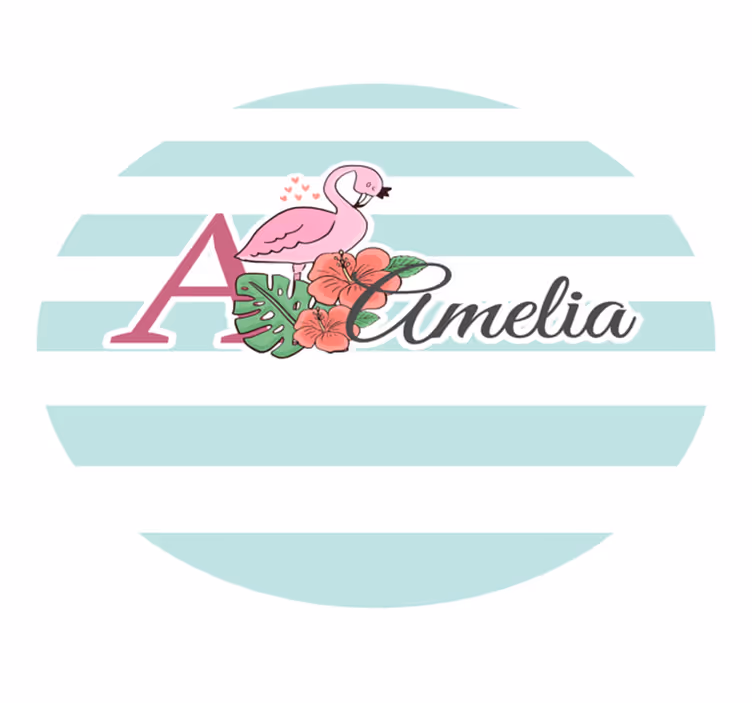 Dekoracija s flamingi Vinilna preproga z imeni - TenStickers