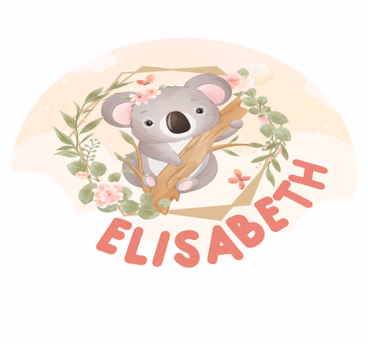 Adorable koala artwork vinilna preproga z imeni - TenStickers