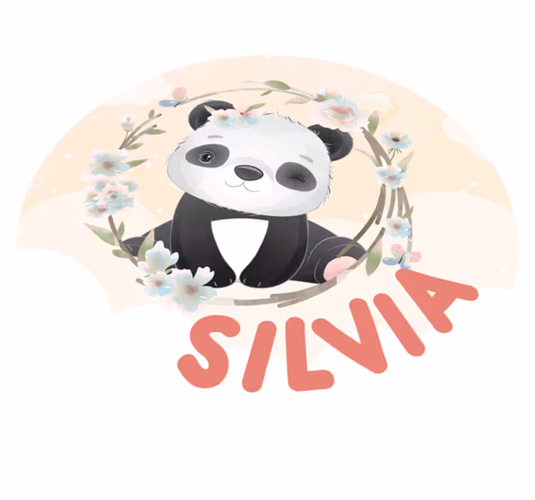 Adorable panda artwork vinilna preproga z imeni - TenStickers