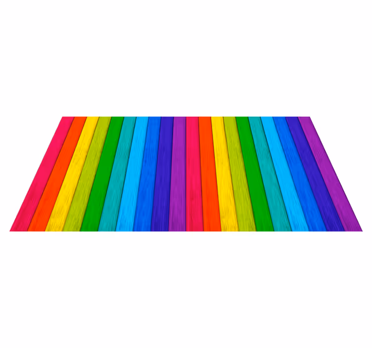 Rainbow striped layout vinilna preproga z lesnim učinkom - TenStickers