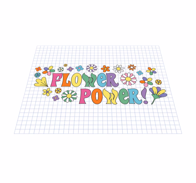 Flower power design cvetlična vinilna preproga - TenStickers