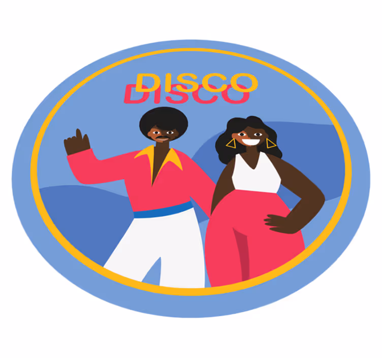 Stylish disco vibes okrogla vinilna preproga - TenStickers