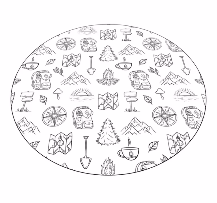 Camping adventure icons vinilne preproge z vzorci - TenStickers